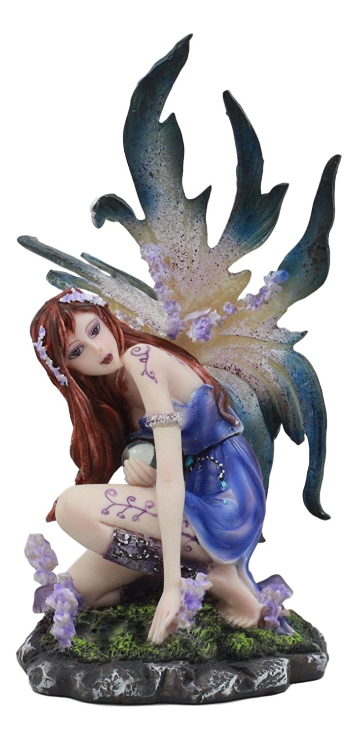 Details about   Small Fairy Figurine with Purple Wings Leaning on Mushroom Mythical Statue 