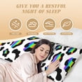 thumbnail image 3 of Body Pillow Cover - Soft Body Pillow Pillowcase, cute Rainbow leopard white Breathable Long Body Pillow Case Cover with Invisible Zipper 20x60in, 3 of 5
