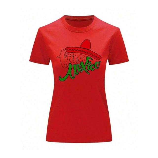 Playera De Viva Mexico Con Sombrero Charro Fiestas Patrias SeptiembreIndependencia Color Rojo Talla Grande Marca Emil SaEs