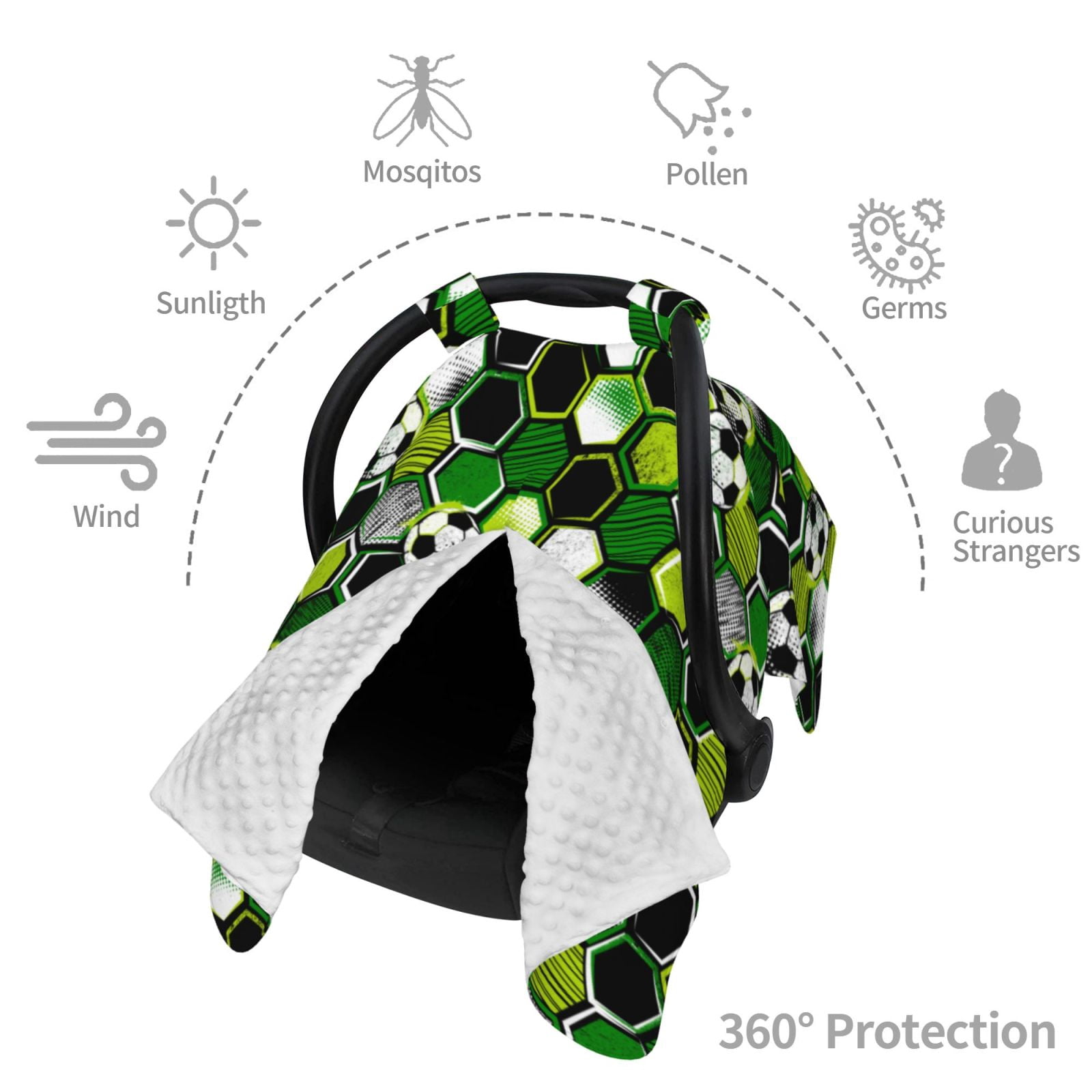 Naloa Soccer1 Baby Car Seat Cover, Breathable Baby Carrier Cover, Multiuse Baby Carrier Cover & Nursing Breastfeeding Cover