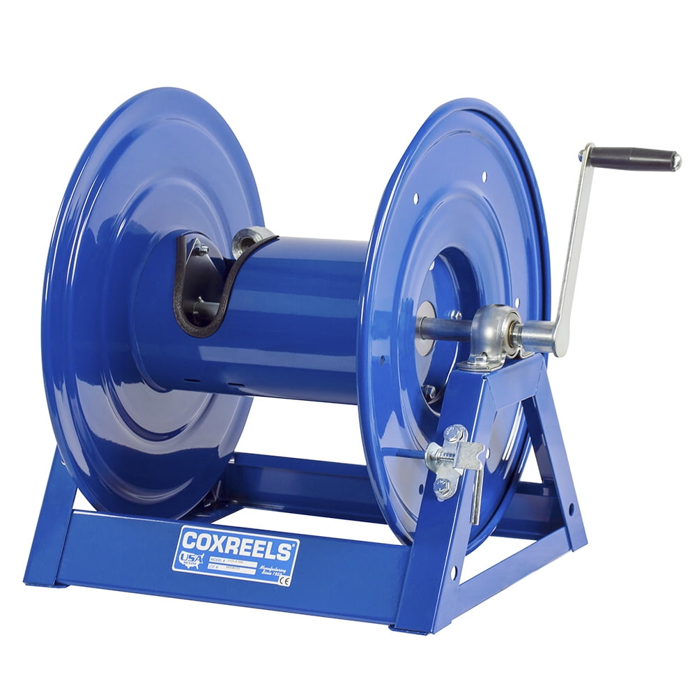 Coxreels 1125 Series Steel Hand Crank Hose Reel 100 Foot Hose Capacity, Blue