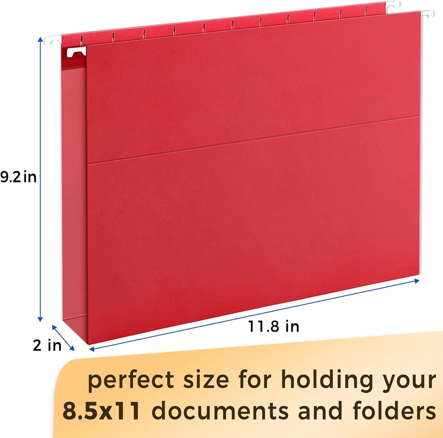 Hanging File Folders Extra Capacity Assorted Colors, 25 Pack Letter Size File Folders with 1/5-cut Tabs, Heavy Duty 2 Inch Expansion, Stay Organized for Your Home and Office Bulk File