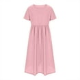 thumbnail image 7 of Spazoro Little and Big Girls A-line Dresses, Solid Color Round Neck Short Sleeve Comfortable Casual Dresses for Girls Pink Size 13-14T, 7 of 7