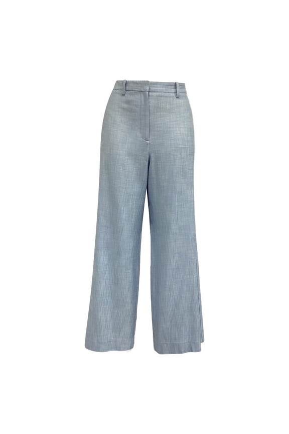 Pre-Owned Maje High-rise Wide-Leg trousers in Light Blue Linen