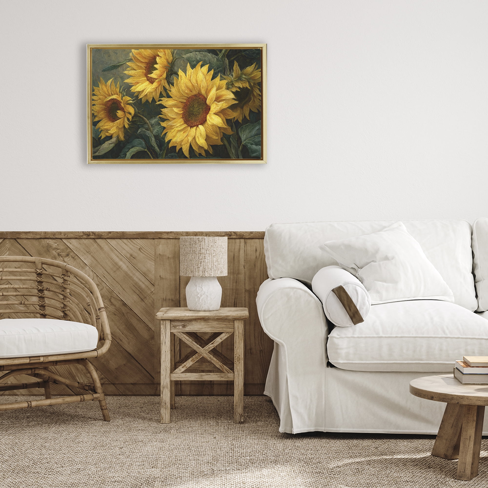 Stupell Industries Sunflowers For The Soul Gold Framed Floater Canvas Wall Art, design by Tina LeCour