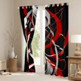 thumbnail image 3 of Homewish Swirl Lines Kitchen Curtains,Abstract Geometric Black Out Curtains Pack of 2 (42x63 Each),Red White, 3 of 6