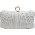 thumbnail image 1 of Bolso de mano con volantes brillantes y rhinestones para mujer con cadena desmontable, accesorio elegante para fiestas nocturnas y bodas, 1 of 3