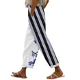 thumbnail image 2 of Black Women's Casual Pants, Women'S Elastic Belt With Pocket Trousers Side Cropped Pants Loose Casual Pants Printed Straight Pants,Women's Casual Pants M, 2 of 4