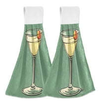 Yayeee Kitchen Hanging Hand Towels Set of 2 with Loop Bathroom Absorbent Tie Towel, Lemon Glass