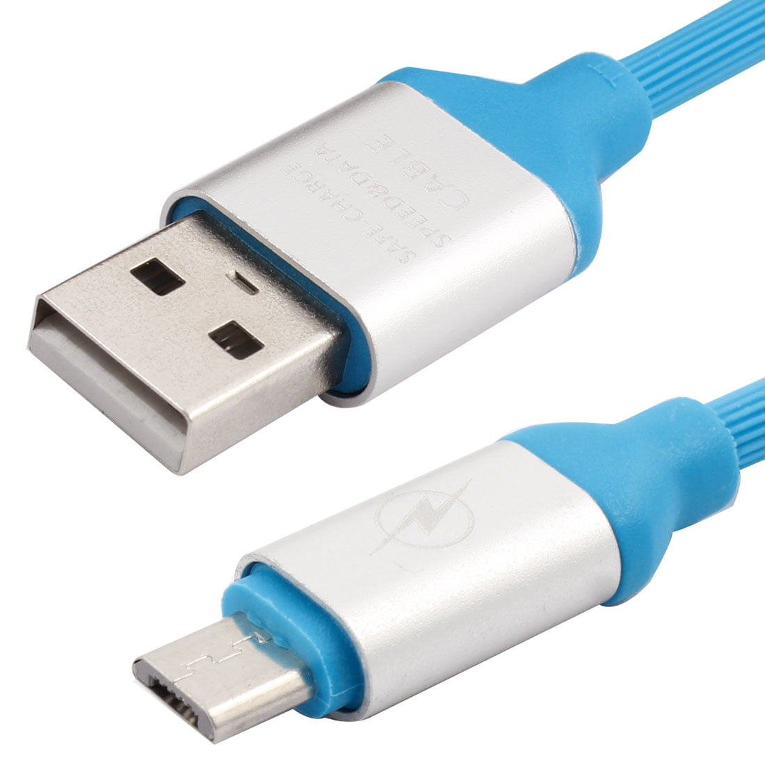 Rubber USB 2.0 to Micro USB Transfer Charging Data Cable Blue 1.3 Meter