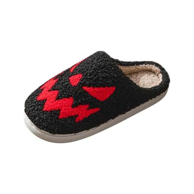 Halloween Slippers, Embroidered Plush House Slippers For Indoor And Outdoor Wear, Warm Non-Slip Unisex Slip-On Design