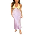 thumbnail image 1 of EIMELI Robe Longue d'Été pour Femmes Contraste Couleur Col Licou Décolleté en V Profond Sans Manches Dos Nu, 1 of 9