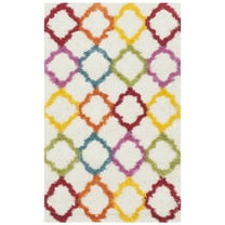 SAFAVIEH Yadira Geometric Quatrefoil Kids Shag Runner Rug, Ivory/Multi, 2'3" x 5'