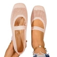 thumbnail image 4 of Samdudou Ballet Flats for Women Closed Toe Mary Jane Slip On Shoes Hollow Out Mesh Knit Upper with Elastic Instep Strap Casual Walking Footwear, 4 of 9