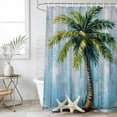 thumbnail image 6 of Coastal Beach Tree Shower Curtain Set - 48" x 72" Washable Bathtub Curtain with 12 Hooks, Ocean Tropical Palm Starfish Blue Green Waterproof Fabric Stall Shower Curtains for Bathroom/Bathtub Décor, 6 of 6