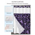 thumbnail image 2 of No Hook Shower Curtain with Snap in Liner Paisley Shower Curtain -Fabric Waterproof Inner Liner, Purple Flowers Shower Curtains Washable 72"x72", 2 of 9