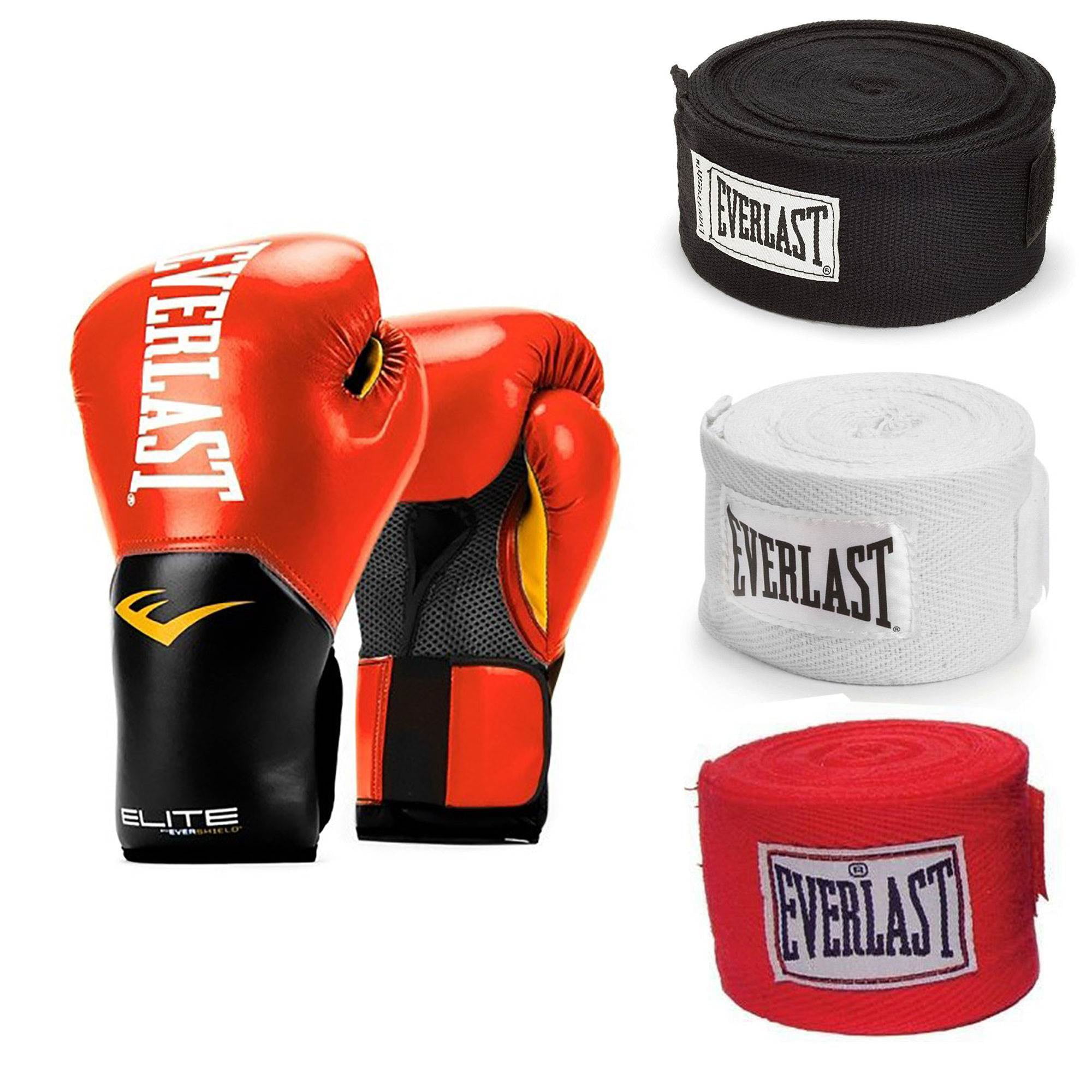 Everlast Red Elite Pro Style Boxing Gloves 16 Oz 120 Inch Hand Wraps 