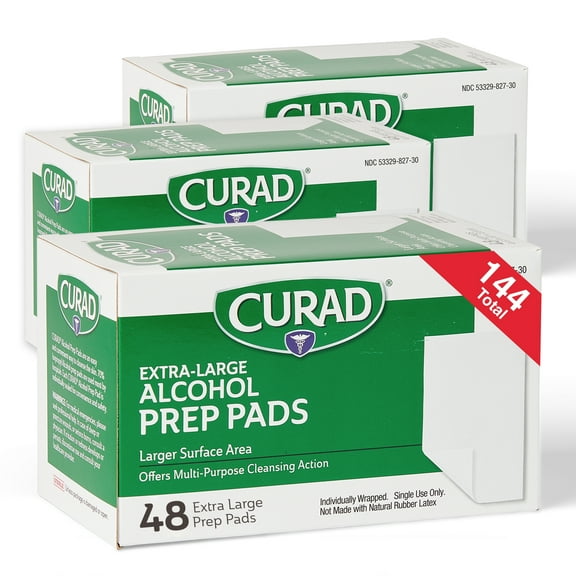 Curad XL 2-Ply Sterile Alcohol Prep Pads, 144 Count, 4"x 5.5"
