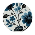 thumbnail image 2 of Nawypu  Fitted Table Round Cover Elastic Edged Tablecloth,Country Navy Blue Flower Branch Circle Tables Cover Waterproof Wipeable Tabletop Protector Cloth for Dinner Party Line Plant Floral on White, 2 of 7