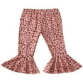 thumbnail image 1 of Kids Girl Pants Wide-Leg Trousers Leopard Ruffle Bell Bottoms, 1 of 5
