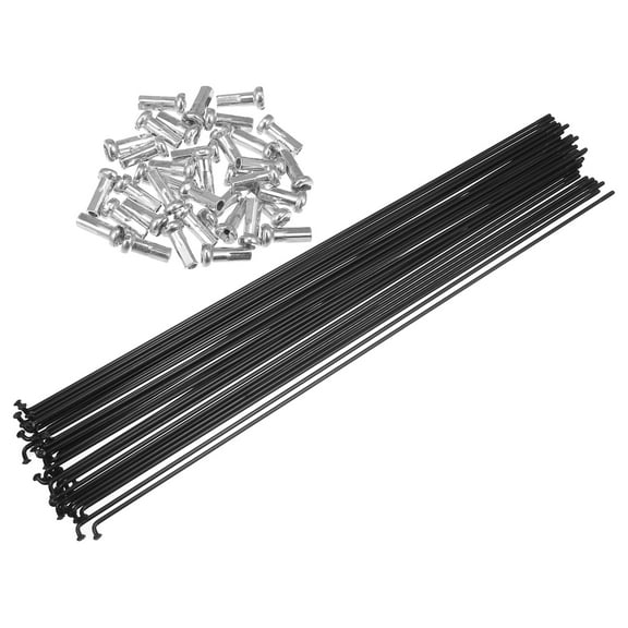 36 Pcs Bicycle Carbon Steel Spokes 14G Bike Spoke 284mm Length with Nipples for Most Bicycle Black