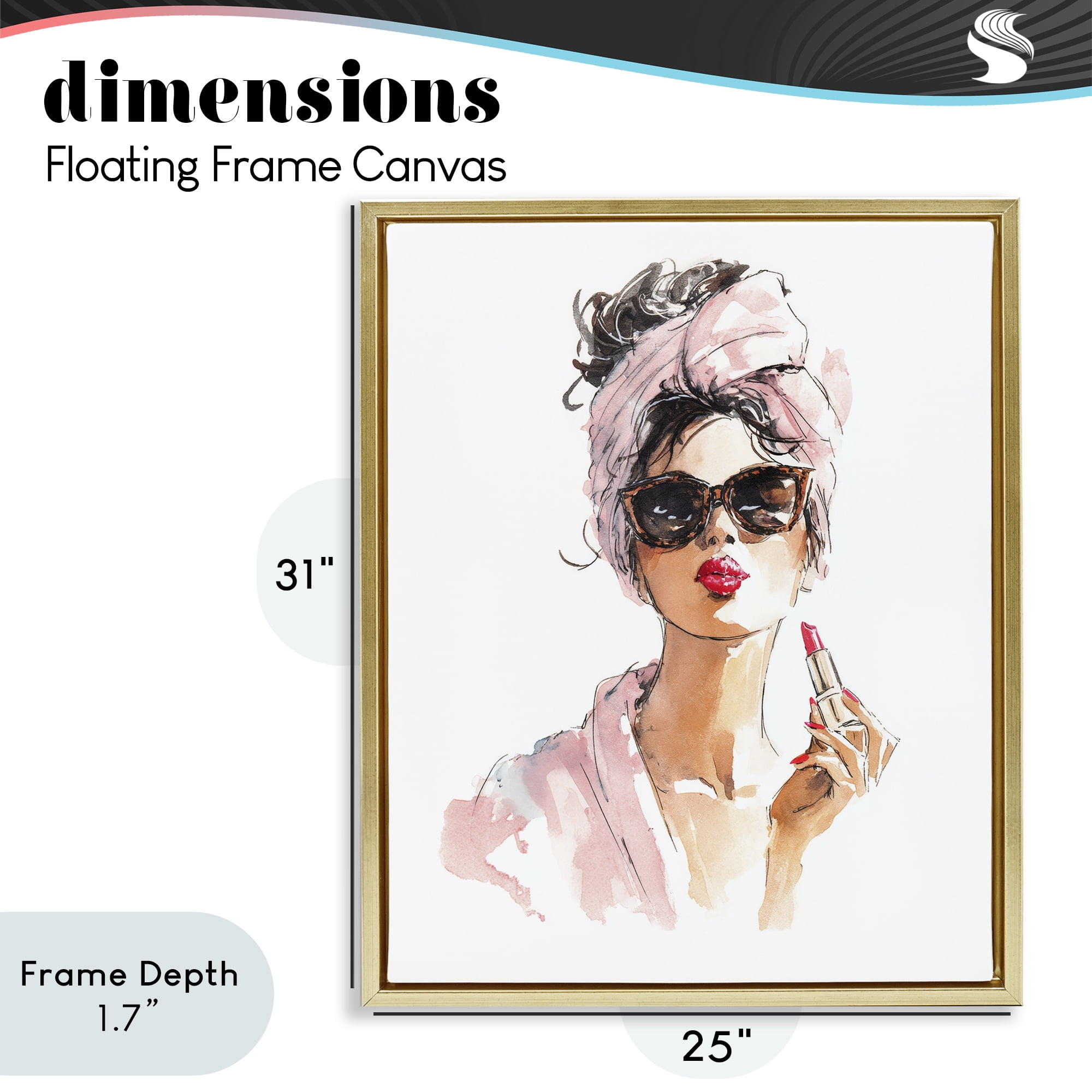 Stupell Industries Velour Secrets Lipstick Gold Framed Floater Canvas Wall Art, design by Svetlana Aleynikova