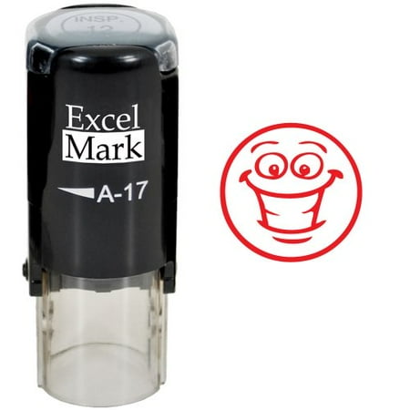 Round Teacher Stamp - SMILEY FACE 3 - Red Ink