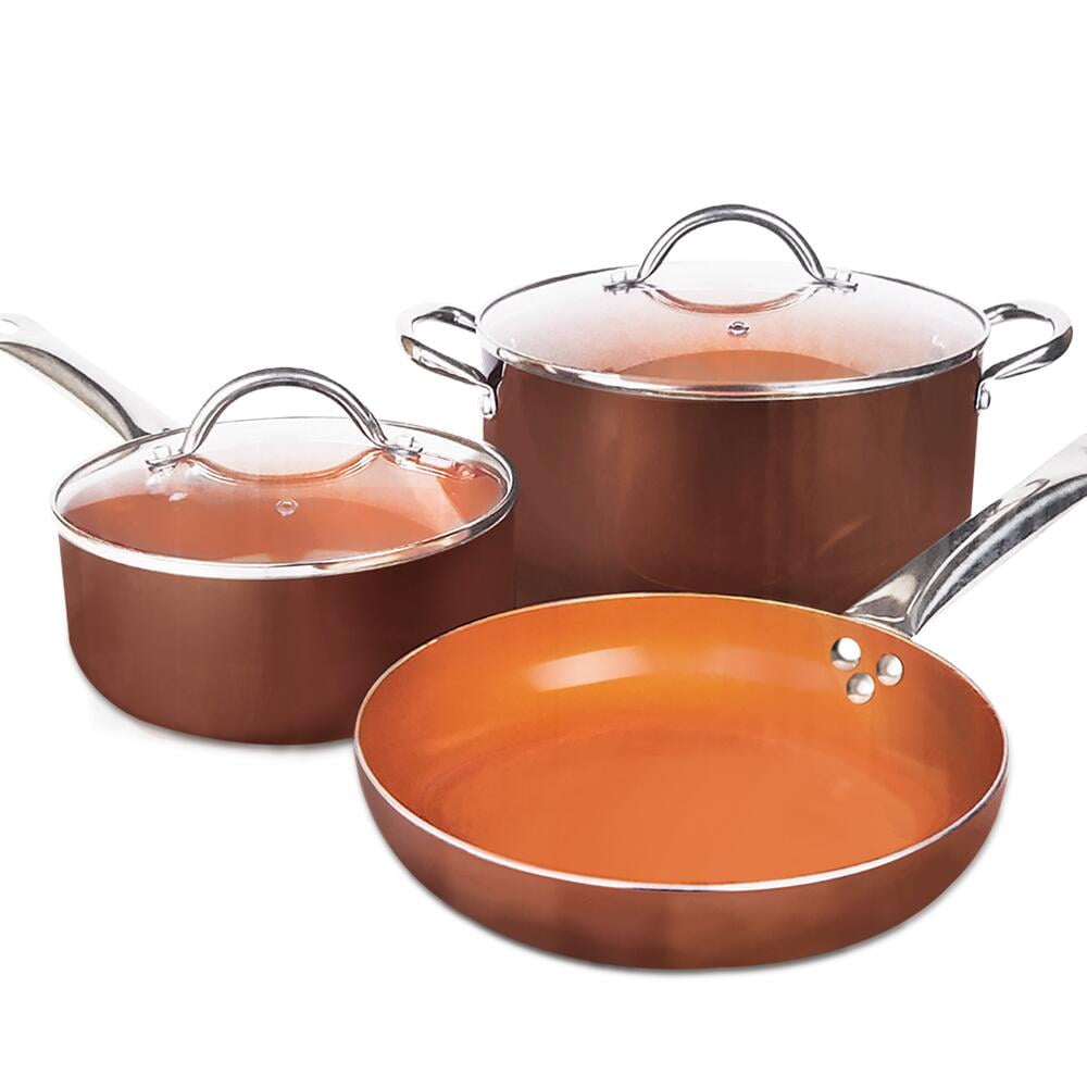 FGY 5 PCS Pots & Pan Set Frying pan Set Saucepan with Lid Copper