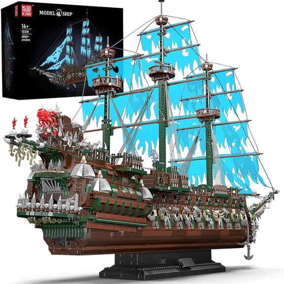 Pirate Ship Building Toy, MOC Flying Dutchman Model Ship Boat, Toy Building Sets for Adults, Halloween Decor Christmas Birthday Gifts for Teens Collections (6849 Pieces)
