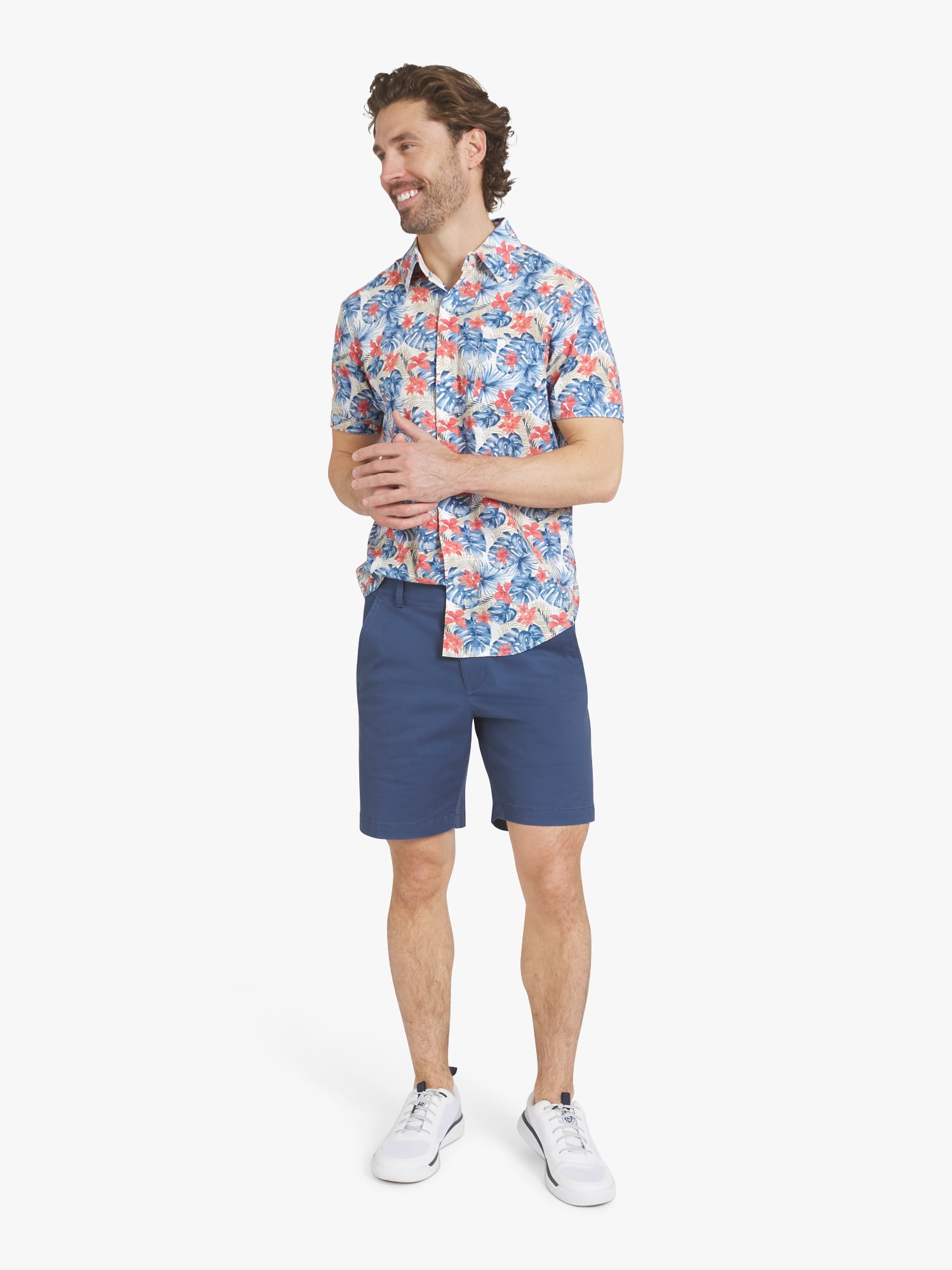 Chaps Men's Cotton Linen Short Sleeve Woven Shirt, Sizes S-2XL