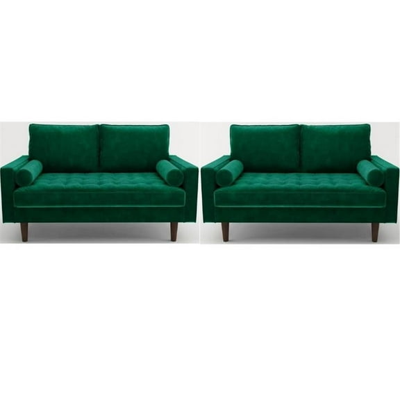 Home Square 2 Piece Velvet Living Room Loveseat Set in Green