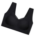 thumbnail image 2 of Sujetador deportivo con escote en V para mujer, acolchado, de bajo impacto, inalámbrico, transpirable, ultrafino, para yoga, color negro, XXXL, 3 unidades, 2 of 12