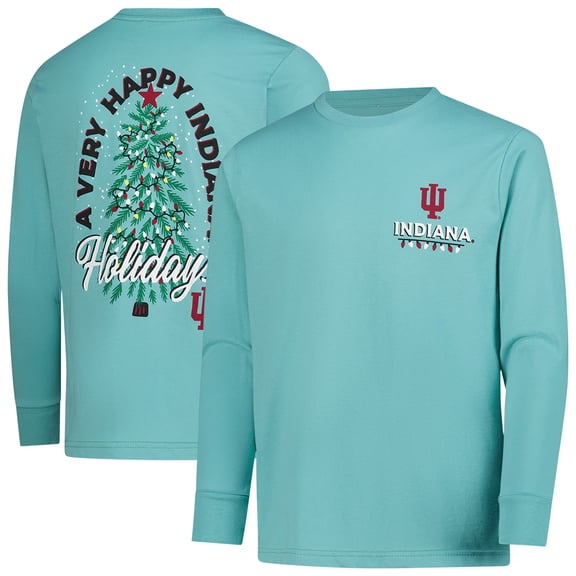 Youth  Light Green Indiana Hoosiers Merry Christmas Tree Long Sleeve T-Shirt