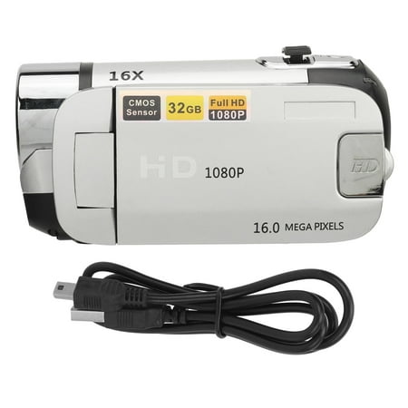 Falleo Clearance D90 1080P 16MP Digital Camera 2.4 Inch Rotatable Screen Camcorder 16X Zoom HD Video Recorder with Fill Light Silver