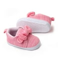 thumbnail image 4 of Dakaela 0-18M Baby Barefoot Walking Shoes Infant Boys Girls Bow Knit Sneakers Newborn Crib Flats Shoes with Hook and Loop Pink, 4 of 6