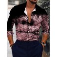 thumbnail image 1 of Camisa de hombre Camisa gráfica con degradado para exteriores, manga larga, estampado, abotonado, ropa de diseñador de moda, informal, cómoda, 1 of 6