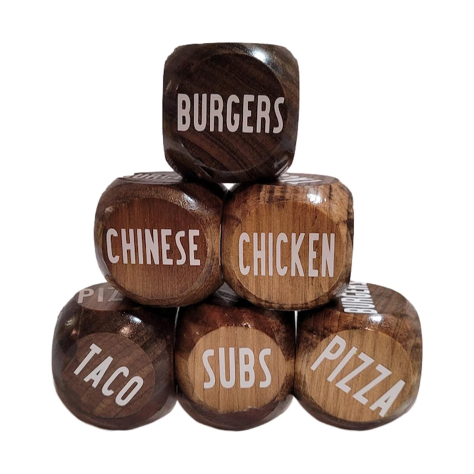 Food Decision Dice 6pcs Dinner Decision Dice Wooden Crafts Dice