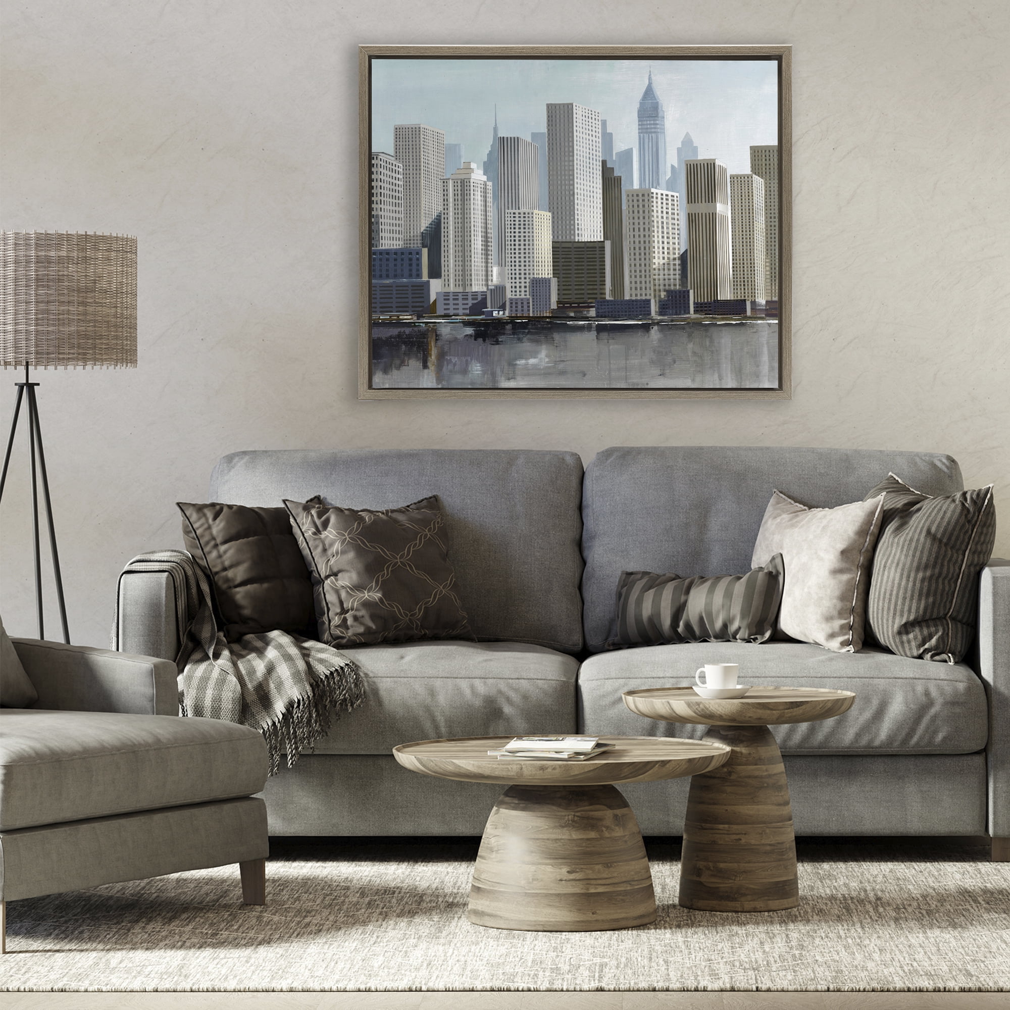 Stupell Industries New York City Sans Bridge Brown Framed Floater Canvas Wall Art, design by Lorenzo Collective