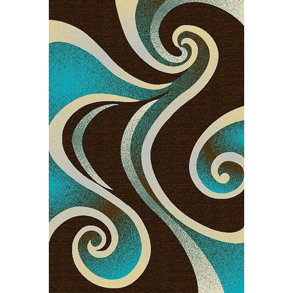 Premium 3D Hand Carved Modern 2x3 2x4 Rug Contemporary 327 Brown Turquoise