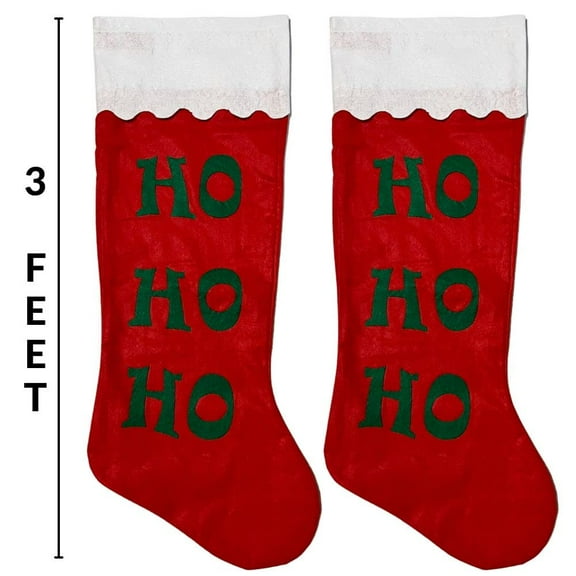 UrbanMarkethouse 36in Jumbo Felt Christmas Red Stocking for Kids - Santa Ho Ho Ho (Set of 2)