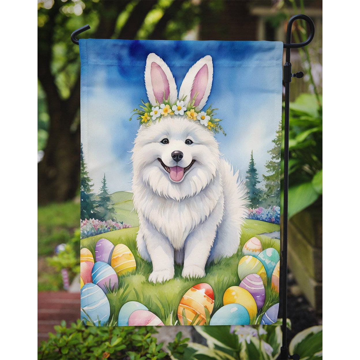 Samoyed Easter Egg Hunt Garden Flag 11.25 in x 15.5 in