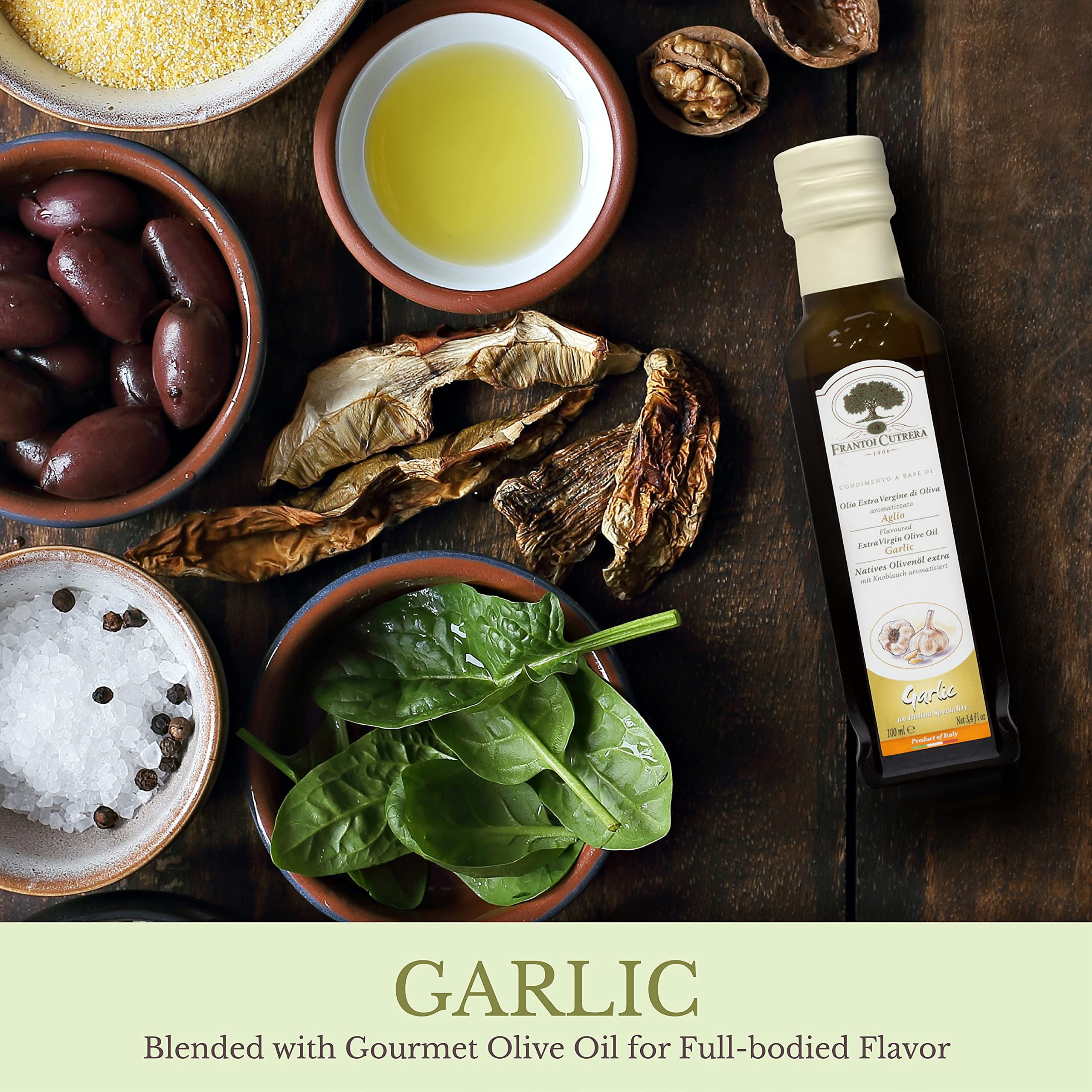 Mercato di Bellina Garlic Olive Oil for Cooking and Dipping Bread - Garlic Infused Olive Oil Made with Gourmet Italian Ingredients from Italy