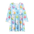 thumbnail image 4 of Xdegoge Happy Easter Dress for Kids Girls Cute Bunny Egg Basket Printed Tween Sundress Knee Length A Line Long Sleeve Spring Holiday Festival Outfit Casual School Party Wear for Teen, 4 of 7