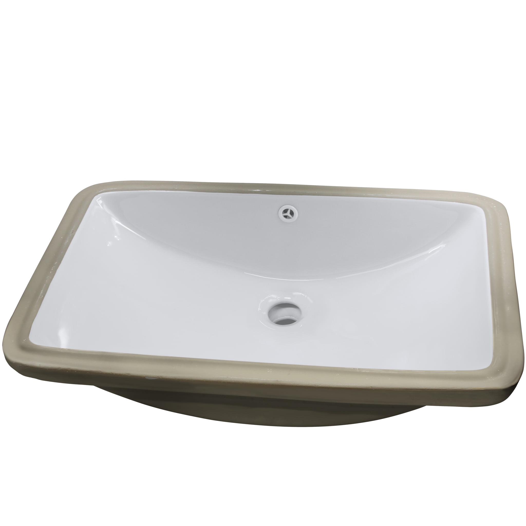 Novatto NP-U213907 Rectangular Undermount White Porcelain Sink with Overflow, 22.375-inches