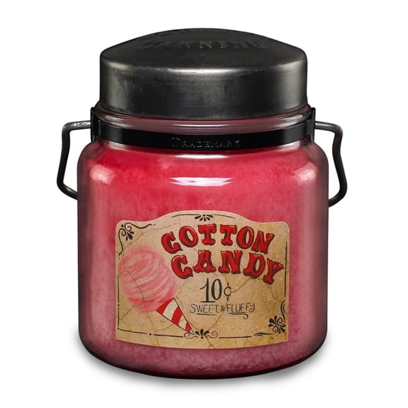 McCall’s Candles | Cotton Candy | 16 oz Scented Candle | USA-Poured | Vintage Rustic Jar with Carrying Handles | Sweet Whimsical Carnival Fragrance
