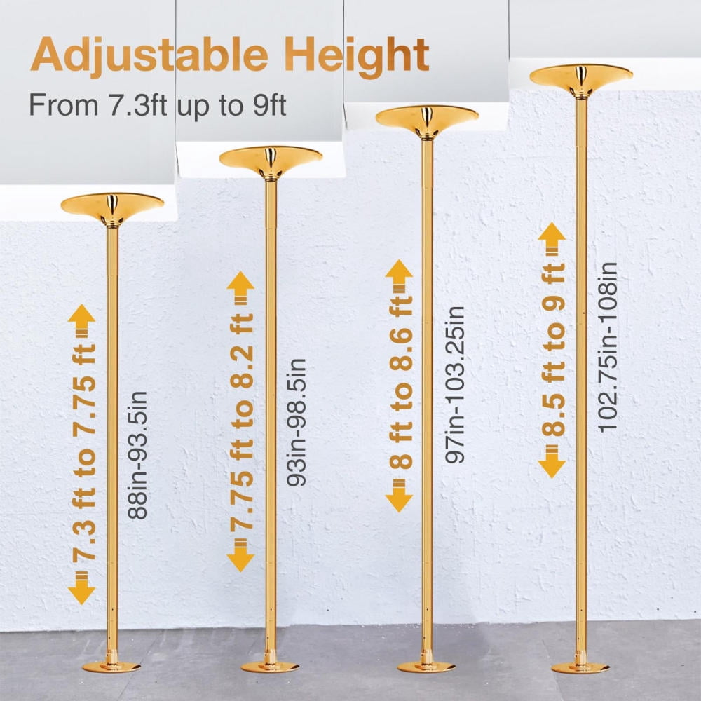 Adjustable Height Stripper Pole, 45mm Portable Pole Dancing Pole, Heavy Duty Fitness Dance Tube, Dance Pole for Home, Suitable for Gym, Party