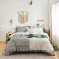 thumbnail image 2 of Move Over White Grey Ruffle Bedding Sets Queen White Grey Reversible Duvet Cover Set Washed Microfiber Grey Ruffled Pattern No Filling, 2 of 9