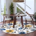 thumbnail image 4 of Yellow Blue Floral Round Living Room Rugs 7 ft, Vintage Leaf Washable Area Rug with Non-Slip Sturdy Edge Binding Round Carpet for Kitchen Office Bedroom, 4 of 9