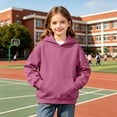 thumbnail image 6 of DJDLJWCJ Big Girls Long Sleeve Hoodie Solid Color Warm Pullover Sweatshirt Stretch Soft Comfy Hooded Sweatshirts Purple Size 3T, 6 of 9