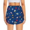 thumbnail image 2 of Lsque Space Printed Women's Running Shorts with Liner Pockets,Elastic Quick Dry Workout Athletic Gym Yoga Shorts,Womens High Waist Shorts-Large, 2 of 9